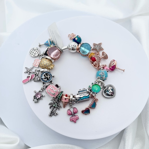 Linx Snake Chain Bracelet with Cruise & Travel Themed Charms